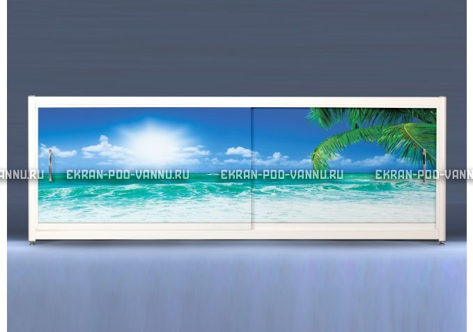 Экран на роликах EUROPLEX Пляж – купить по цене 12400 руб. в интернет-магазине в городе Ижевск картинка 1