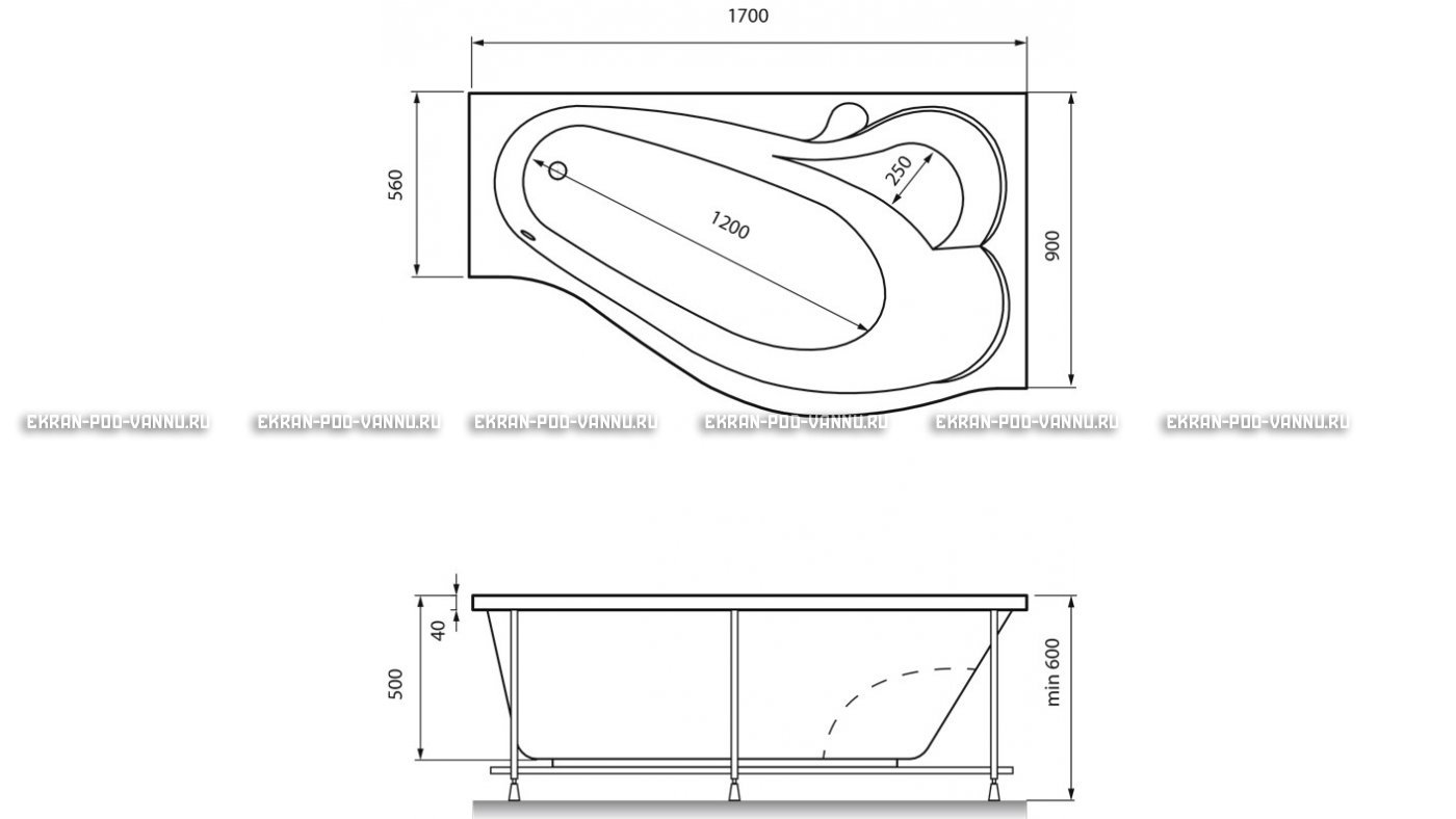 Акриловая ванна Relisan Isabella 170x90x60 – купить по цене 24130 руб. в интернет-магазине в городе Ижевск картинка 13