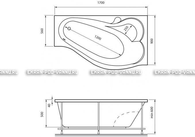 Акриловая ванна Relisan Isabella 170x90x60 – купить по цене 24130 руб. в интернет-магазине в городе Ижевск картинка 4