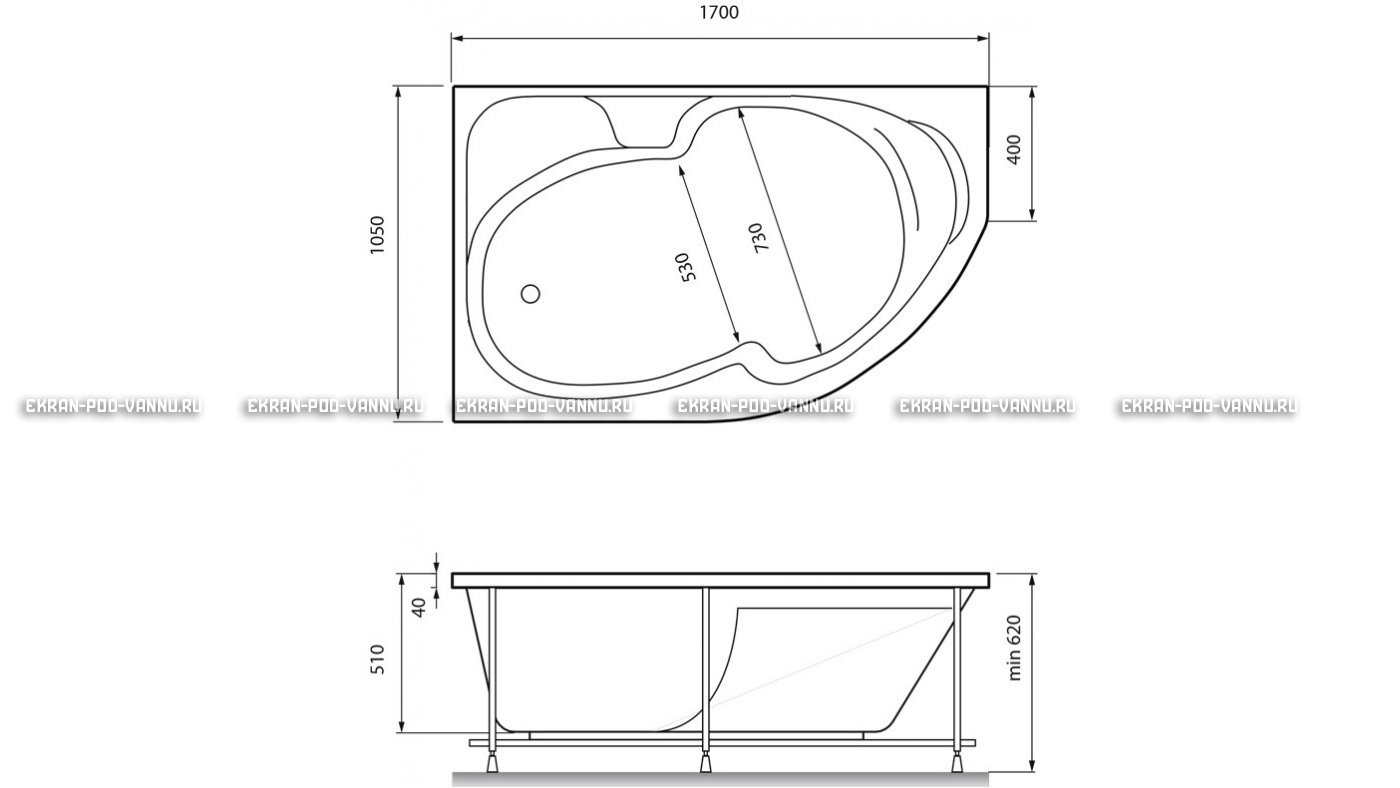 Акриловая ванна Relisan Sofi 170x105 – купить по цене 23480 руб. в интернет-магазине в городе Ижевск картинка 13
