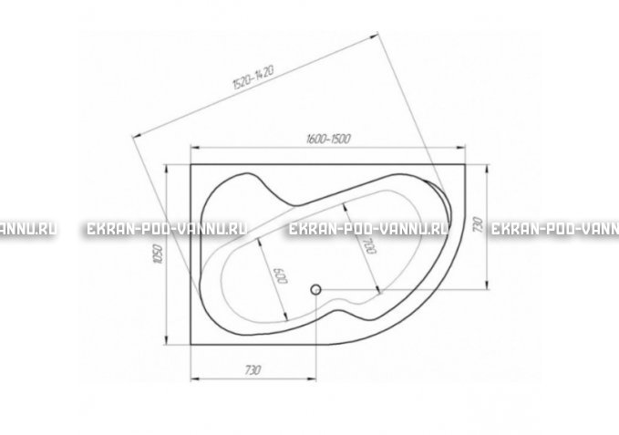 Акриловая ванна 1MarKa Aura 150x105 – купить по цене 16250 руб. в интернет-магазине в городе Ижевск картинка 3