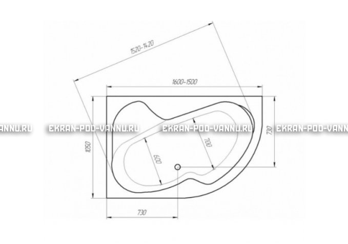 Акриловая ванна 1MarKa Imago 160x105 – купить по цене 16700 руб. в интернет-магазине в городе Ижевск картинка 3