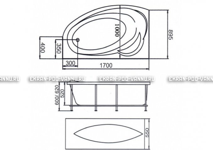 Акриловая ванна 1MarKa Julianna 170x100 – купить по цене 21320 руб. в интернет-магазине в городе Ижевск картинка 3