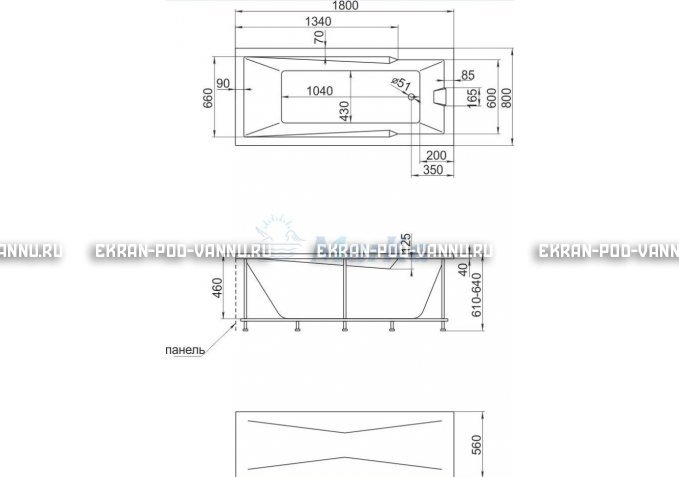 Акриловая ванна 1MarKa Raguza 180x80 – купить по цене 17854 руб. в интернет-магазине в городе Ижевск картинка 4