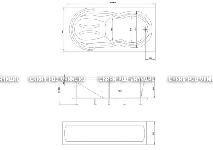 Акриловая ванна 1MarKa Taormina 180x90 – купить по цене 17670 руб. в интернет-магазине в городе Ижевск картинка 3