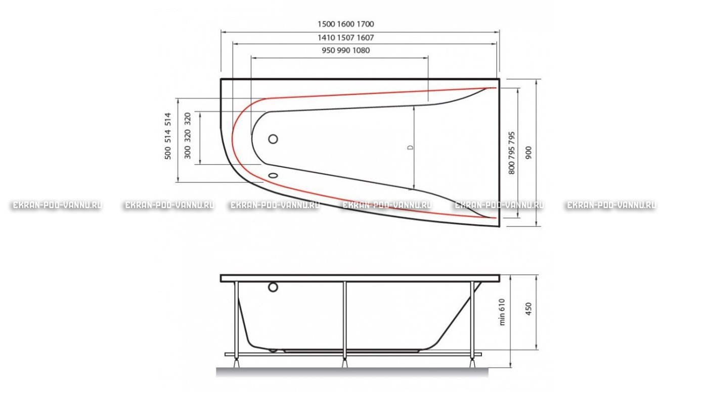 Акриловая ванна Vayer Boomerang 170x90 – купить по цене 47600 руб. в интернет-магазине в городе Ижевск картинка 10
