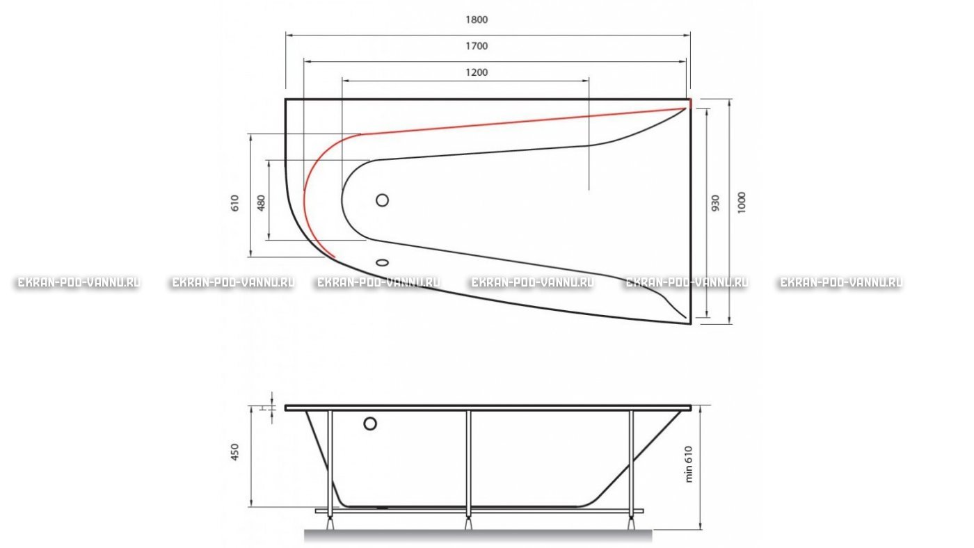 Акриловая ванна Vayer Boomerang 180x100 – купить по цене 53030 руб. в интернет-магазине в городе Ижевск картинка 13