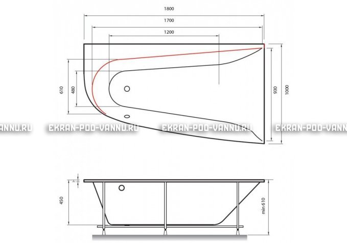 Акриловая ванна Vayer Boomerang 180x100 – купить по цене 53030 руб. в интернет-магазине в городе Ижевск картинка 2