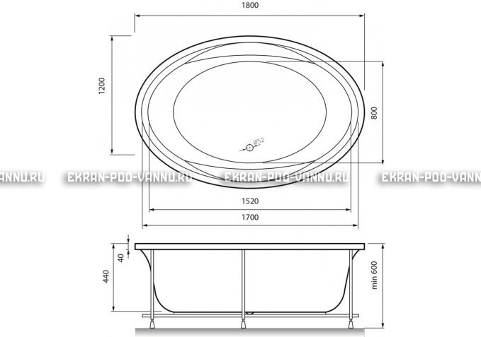 Акриловая ванна Vayer Opal 180x120 – купить по цене 33850 руб. в интернет-магазине в городе Ижевск картинка 4