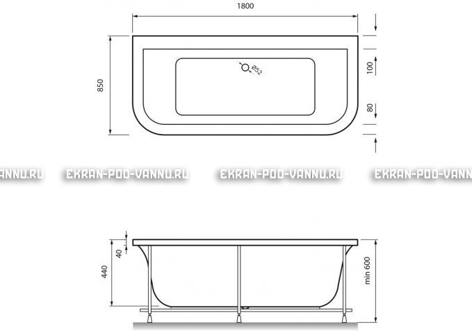 Акриловая ванна Vayer Options BTW 180x85 – купить по цене 25880 руб. в интернет-магазине в городе Ижевск картинка 4