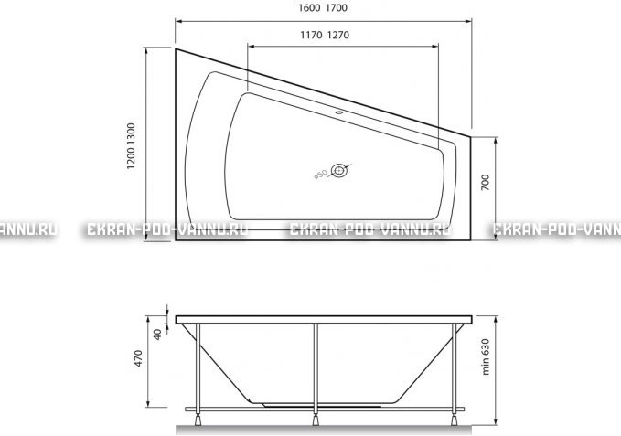 Акриловая ванна Vayer Trinitiy 170x130 – купить по цене 32590 руб. в интернет-магазине в городе Ижевск картинка 4